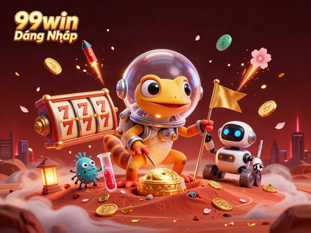 Experience the excitement of 99win Đăng Nhập with vibrant casino elements and colorful characters.