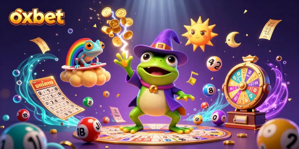 Experience the oxbet magic as colorful balls and golden coins rain down in a lively casino adventure.