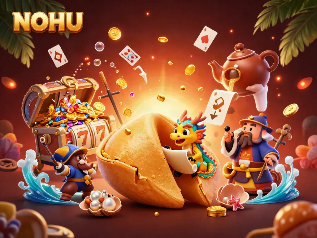 Engage with thrilling gaming adventures at NOHU, featuring a vibrant fantasy scene of a dragon and golden treasures.