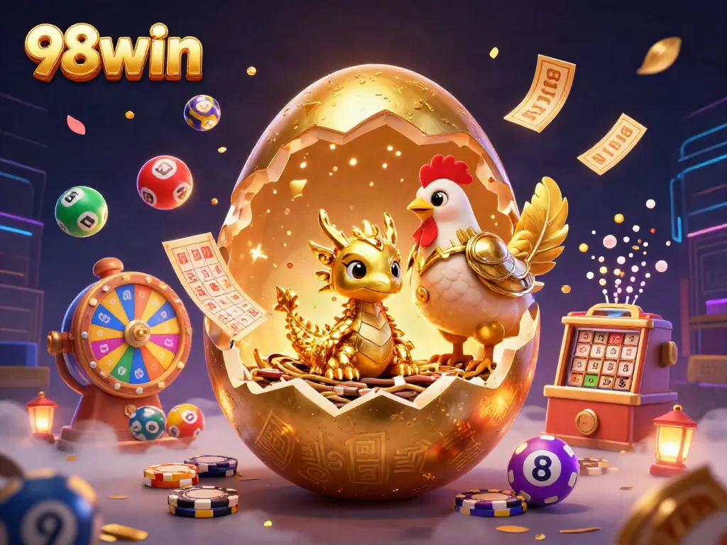 Experience thrilling gameplay with 98win's golden dragon and vibrant casino elements in action.