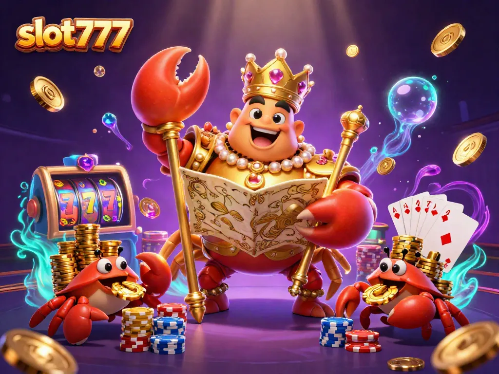 Experience thrilling gameplay with slot777 and stunning visuals of a golden crab emperor's castles.