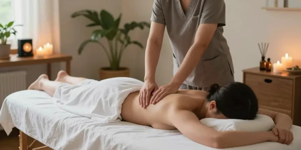 Professional massage therapist offering 양주출장안마 in a welcoming home setting.