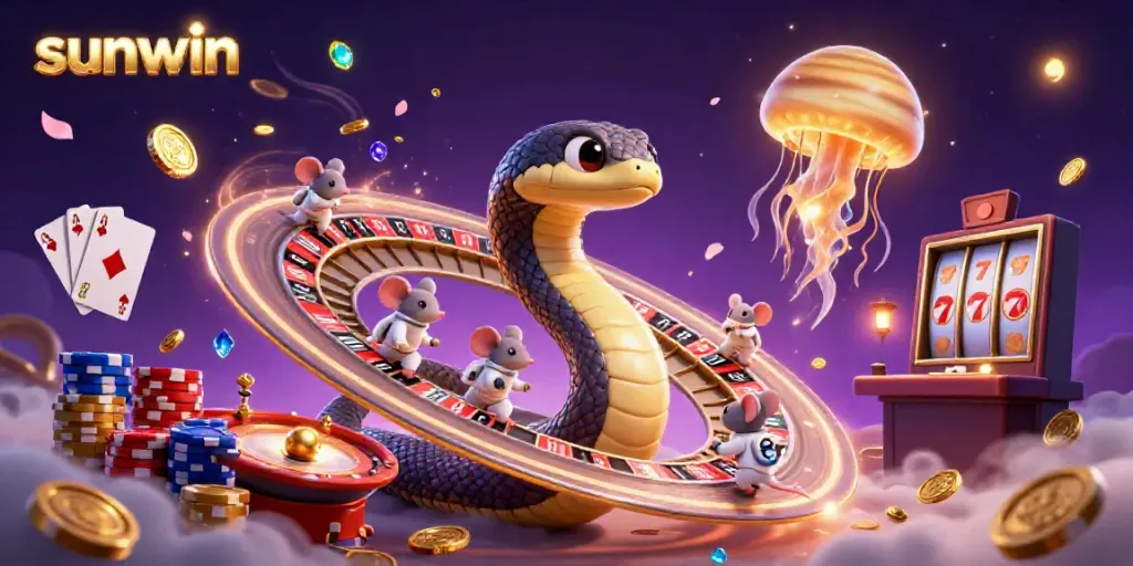 Betting mice on a cosmic Saturn roulette at sunwin's vibrant 3D casino scene.