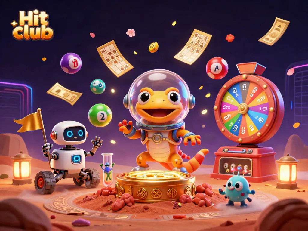 Engage with Hit club's dynamic gameplay experience in a vibrant casino setting, showcasing thrilling lottery excitement.